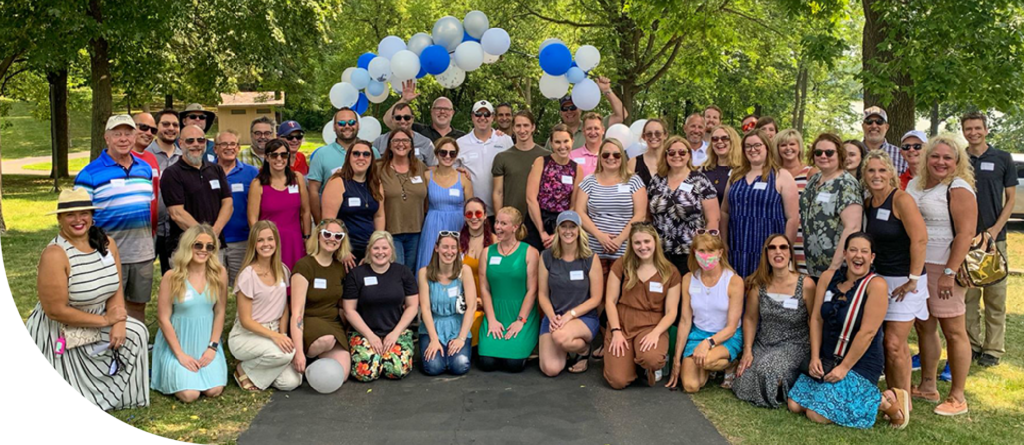 a group of happy brandpoint employees together