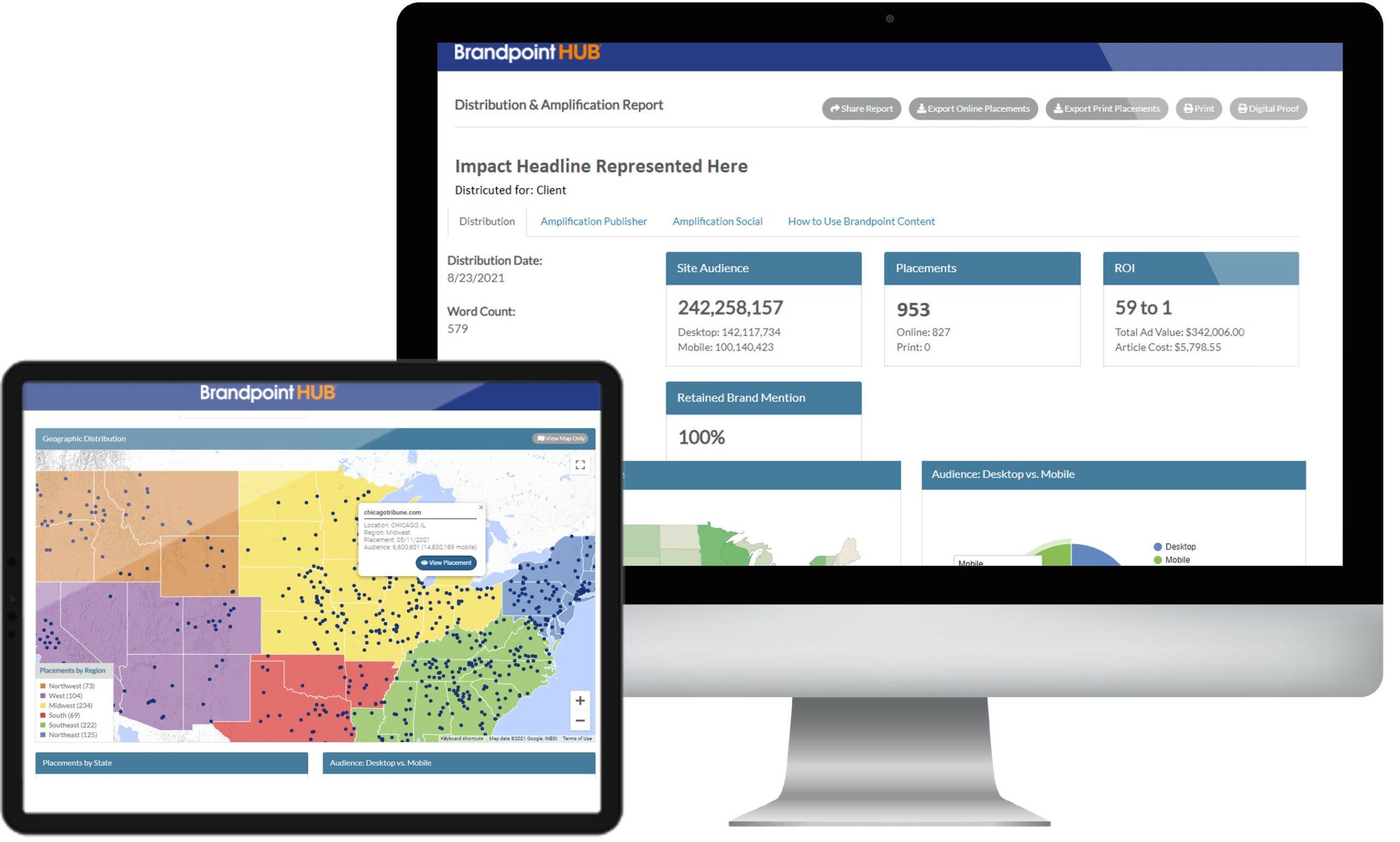 computer screen showing brandpoint's advanced reporting capabilities