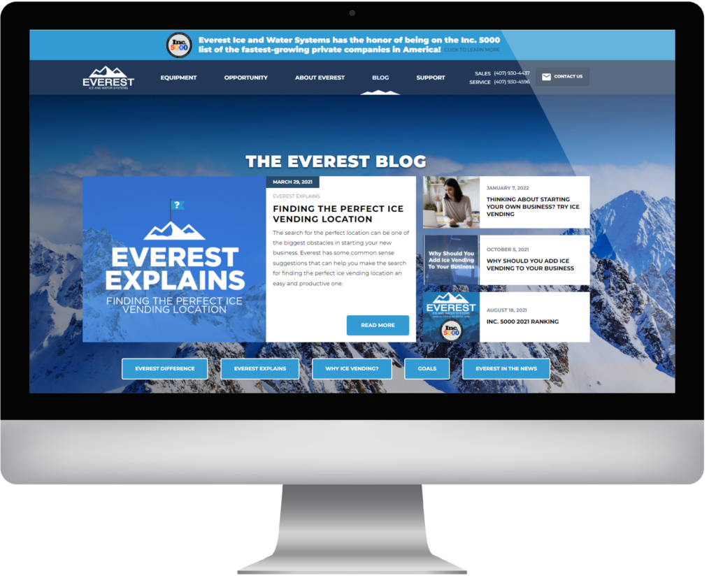 everest blog example on screen