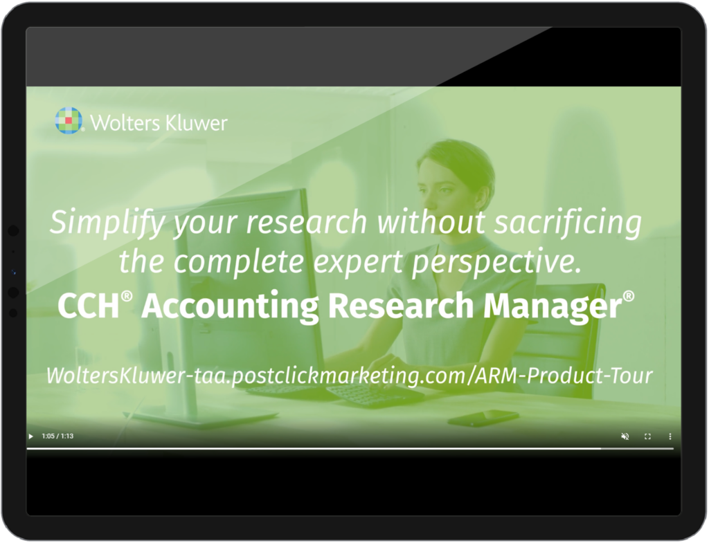 wolters kluwer marketing content on an ipad