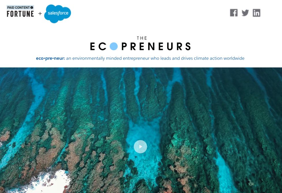 Fortune Brand Studio and Salesforce branded content example - The Ecopreneurs