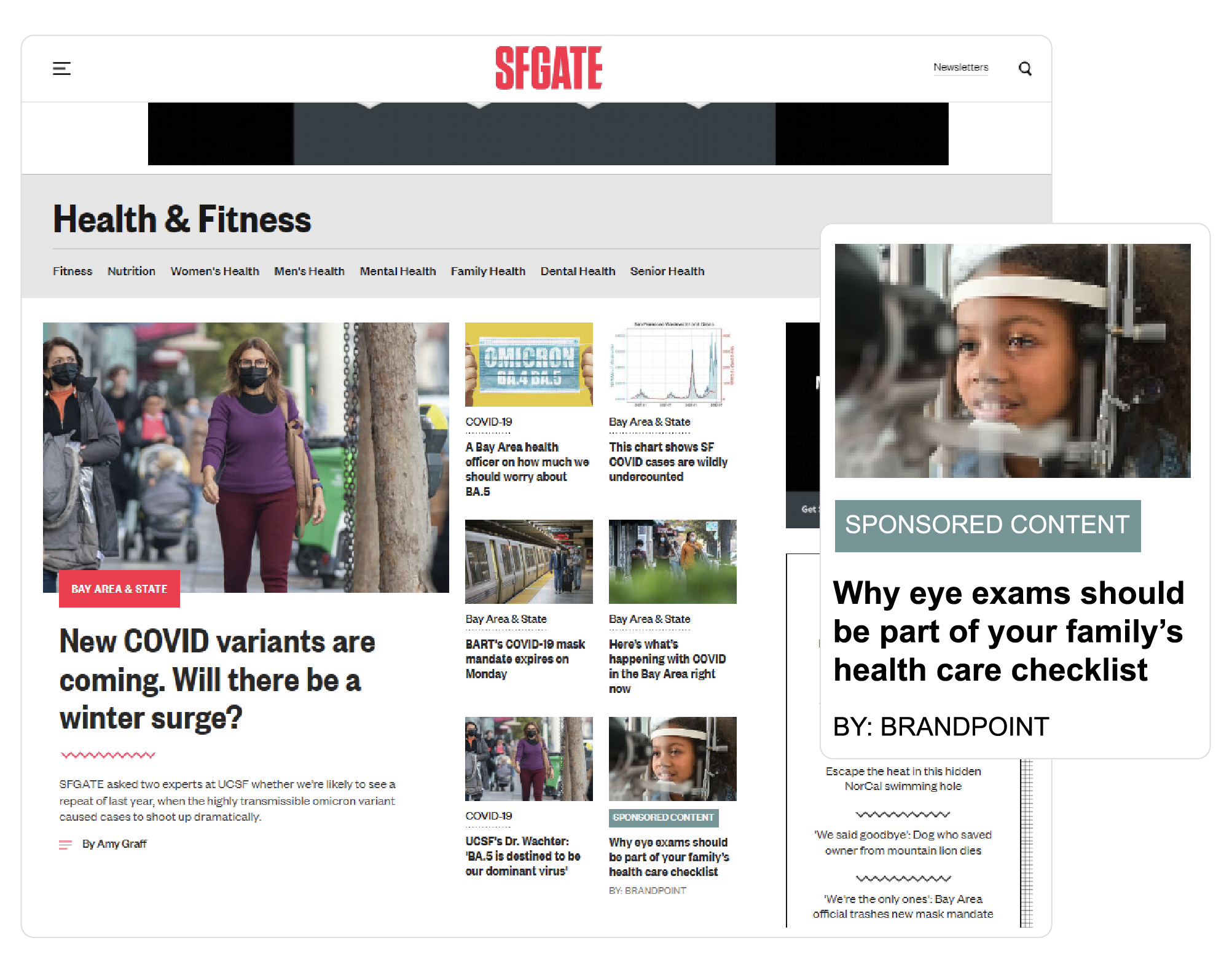 CooperVision sponsored content placement on SFGate showing eye health article